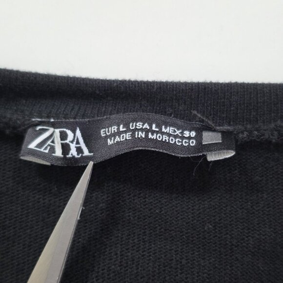 Zara Tunic Womens L Black LS Monochrome Knit Top Tiered Hem Goth Lagenlook Boho - Picture 3 of 14